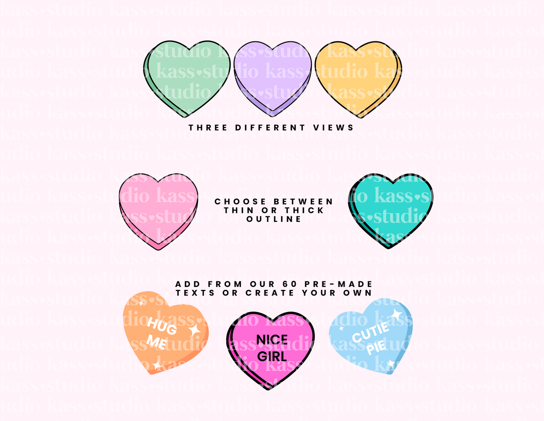 Candy Hearts Clipart set