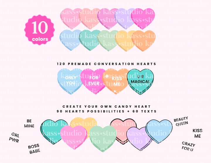 Candy Hearts Clipart set